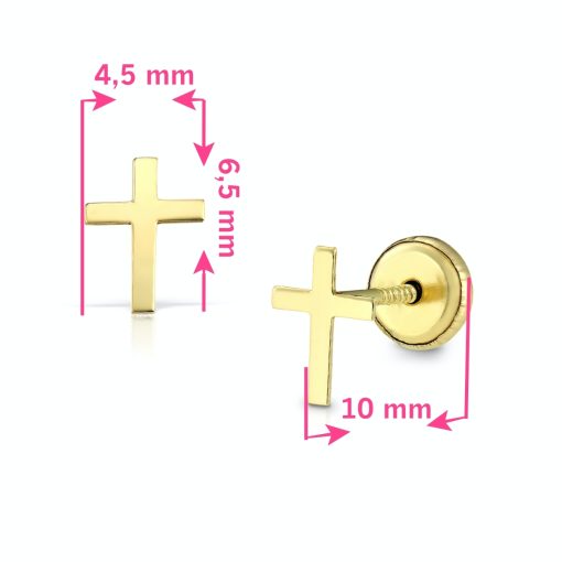 Cercei pentru copii, cruciuliță aur galben