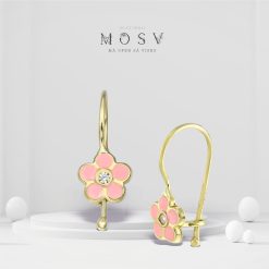 Alternative view of Cercei aur 18K cu email roz