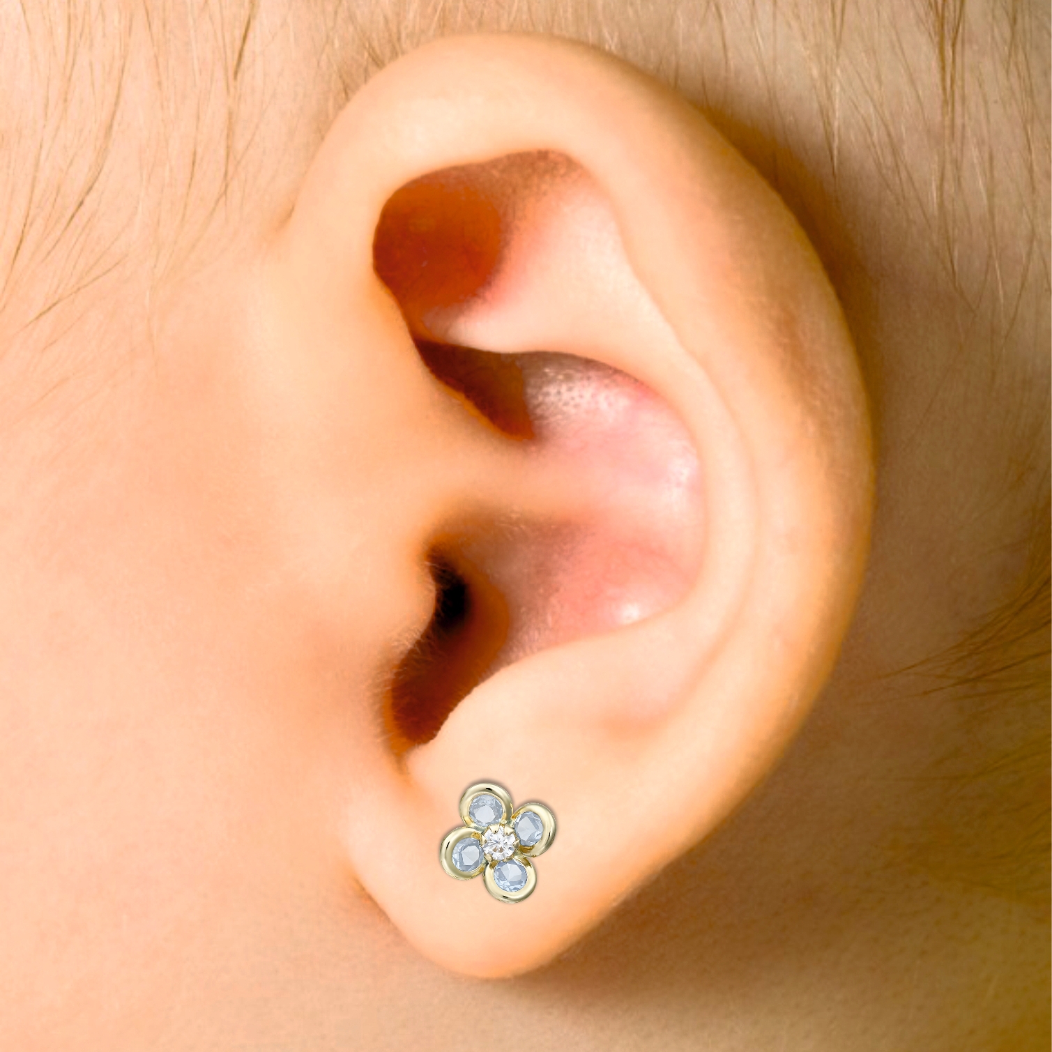 Cercei fetite aur cu pietricele albastre - imagine 5