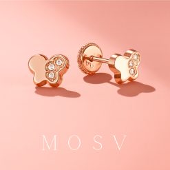 Alternative view of Cercei pentru bebe aur roz cu diamante