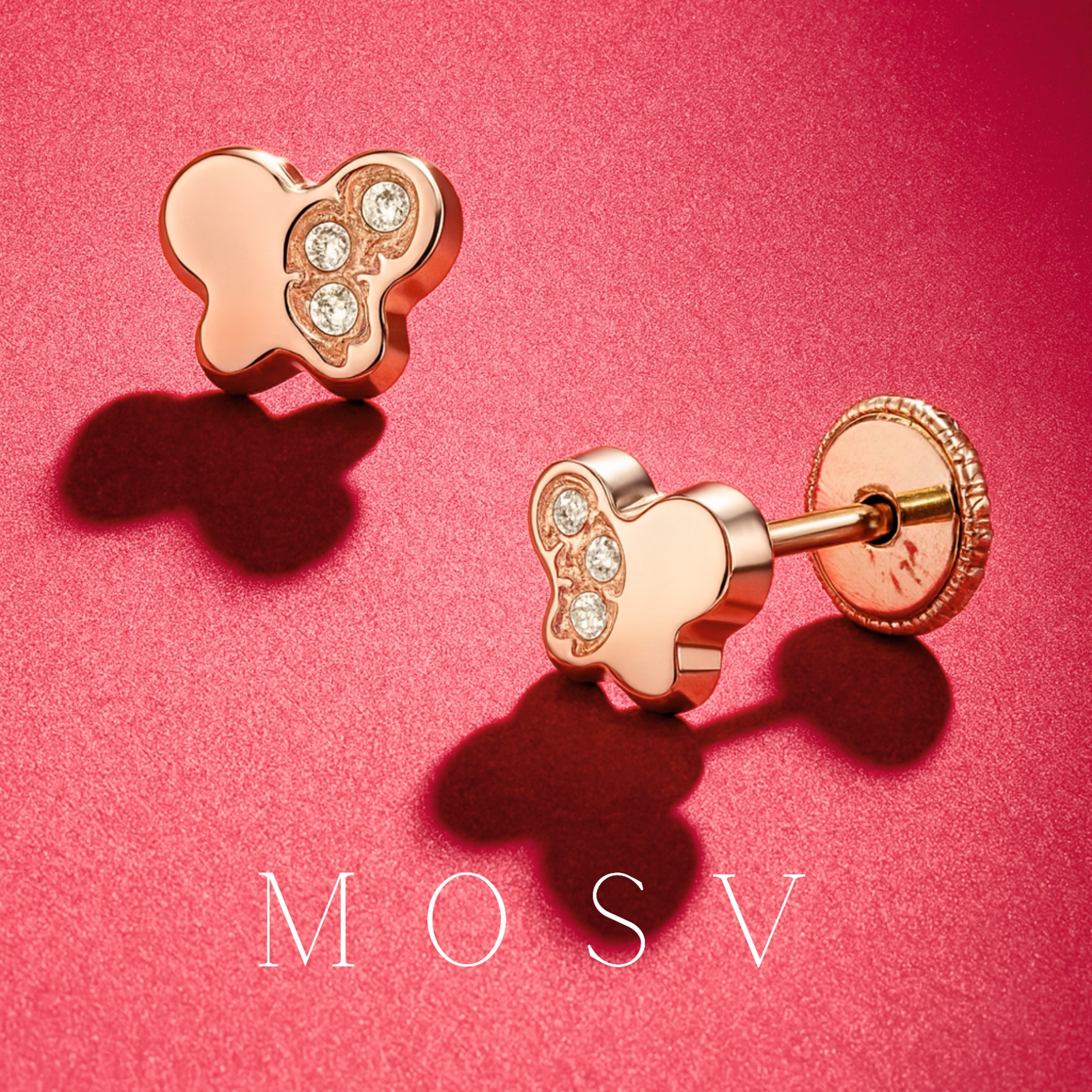 Cercei din aur roz pentru copii - imagine 4