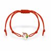 a red string bracelet with a unicorn charm for kids