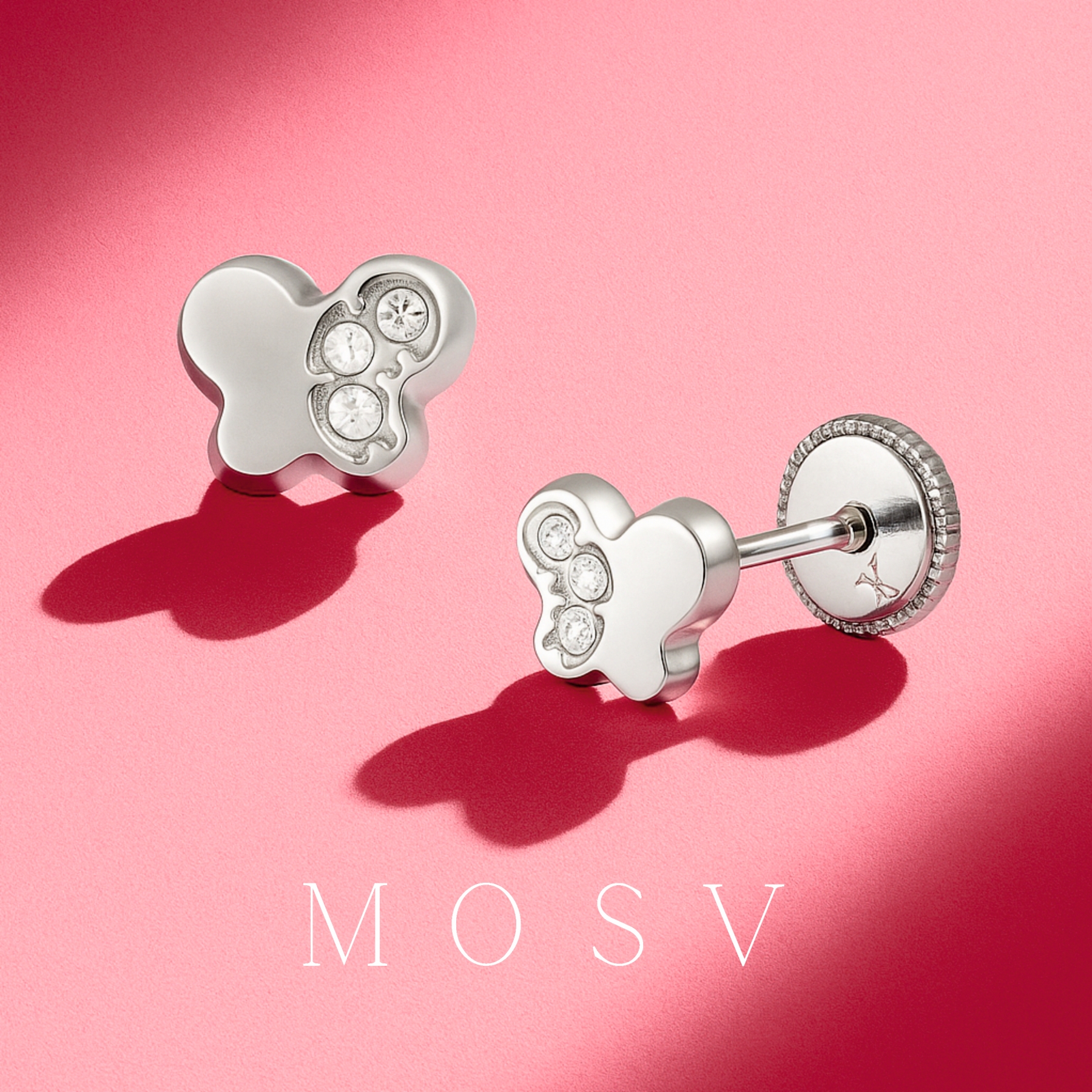 Cercei bebe fluturas aur alb cu pietricele - imagine 6