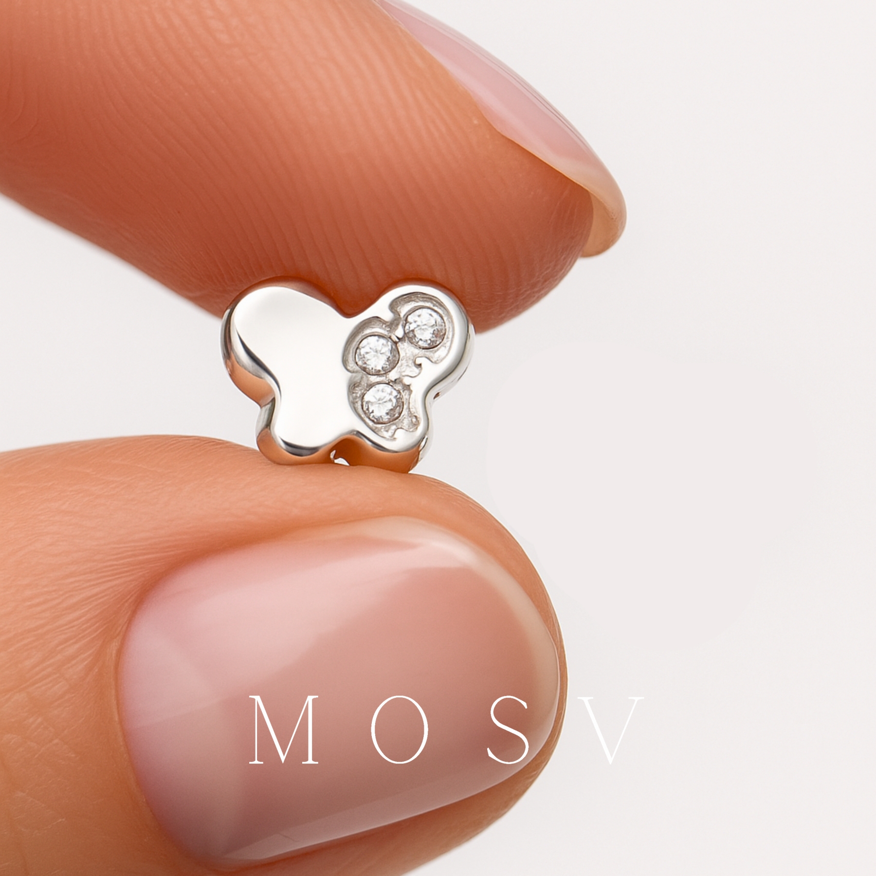 Cercei bebe fluturas aur alb cu pietricele - imagine 3