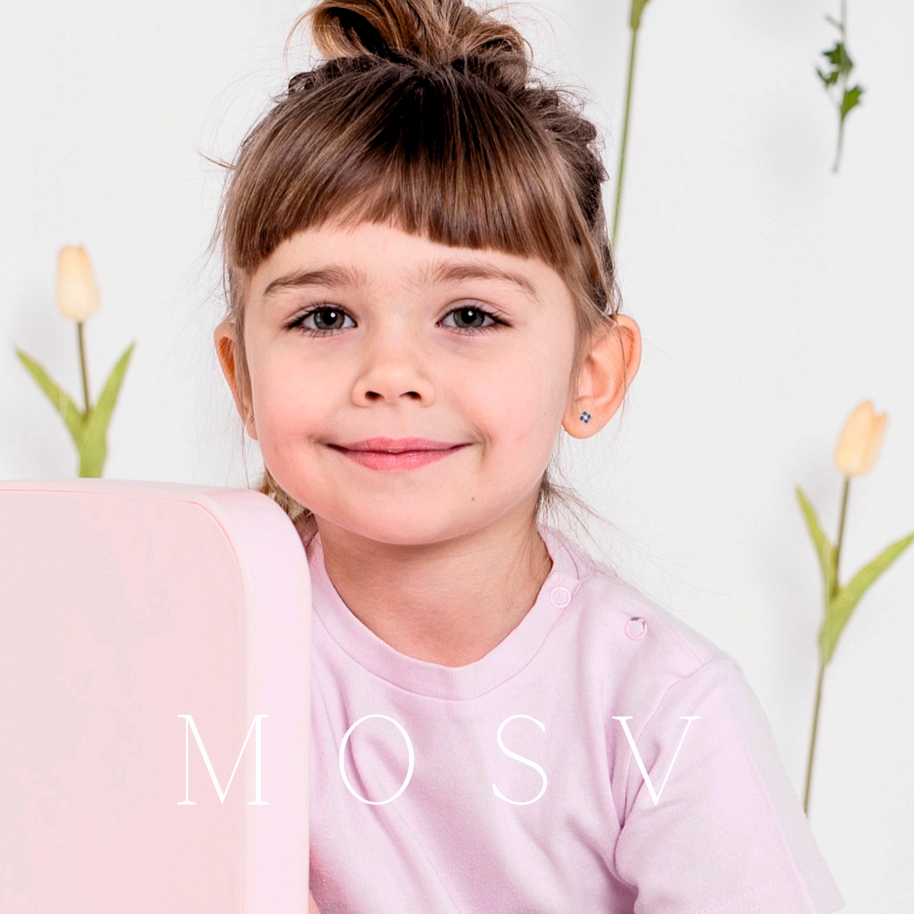 Cercei pentru bebe aur pietricele albastre - imagine 2