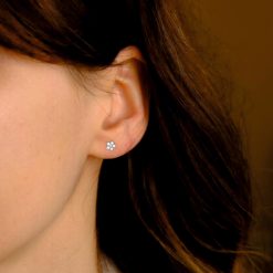 a close up of a woman's ear