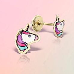 cercei din aur model unicorni