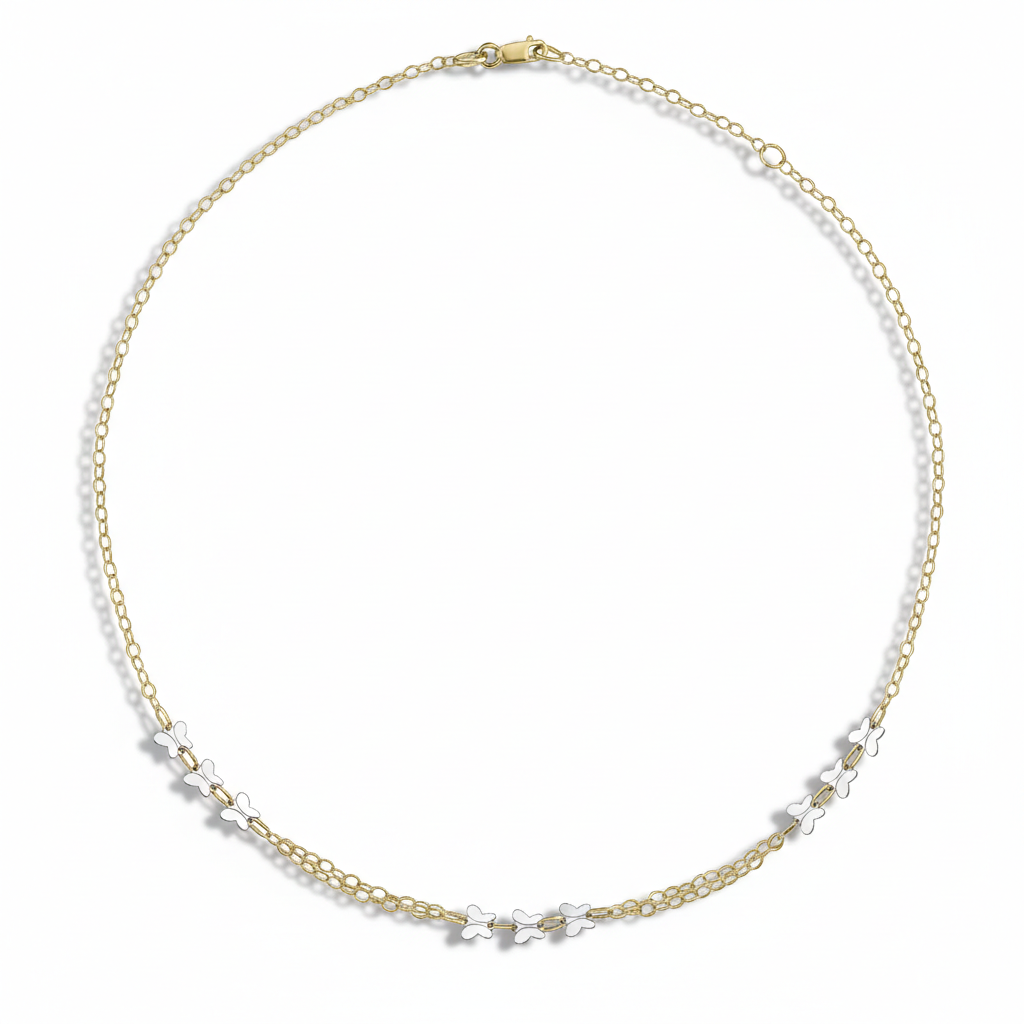 Colier fete fluturași aur - imagine 2