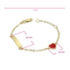 Brățară aur inimioară plăcuță personalizare - 13,5 CM