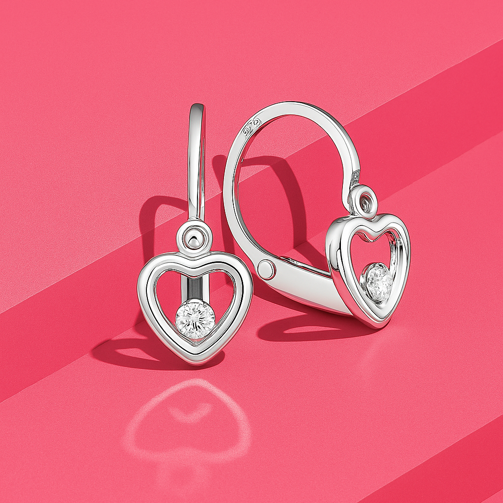 Cercei aur alb 18 karate diamante bebe - imagine 3