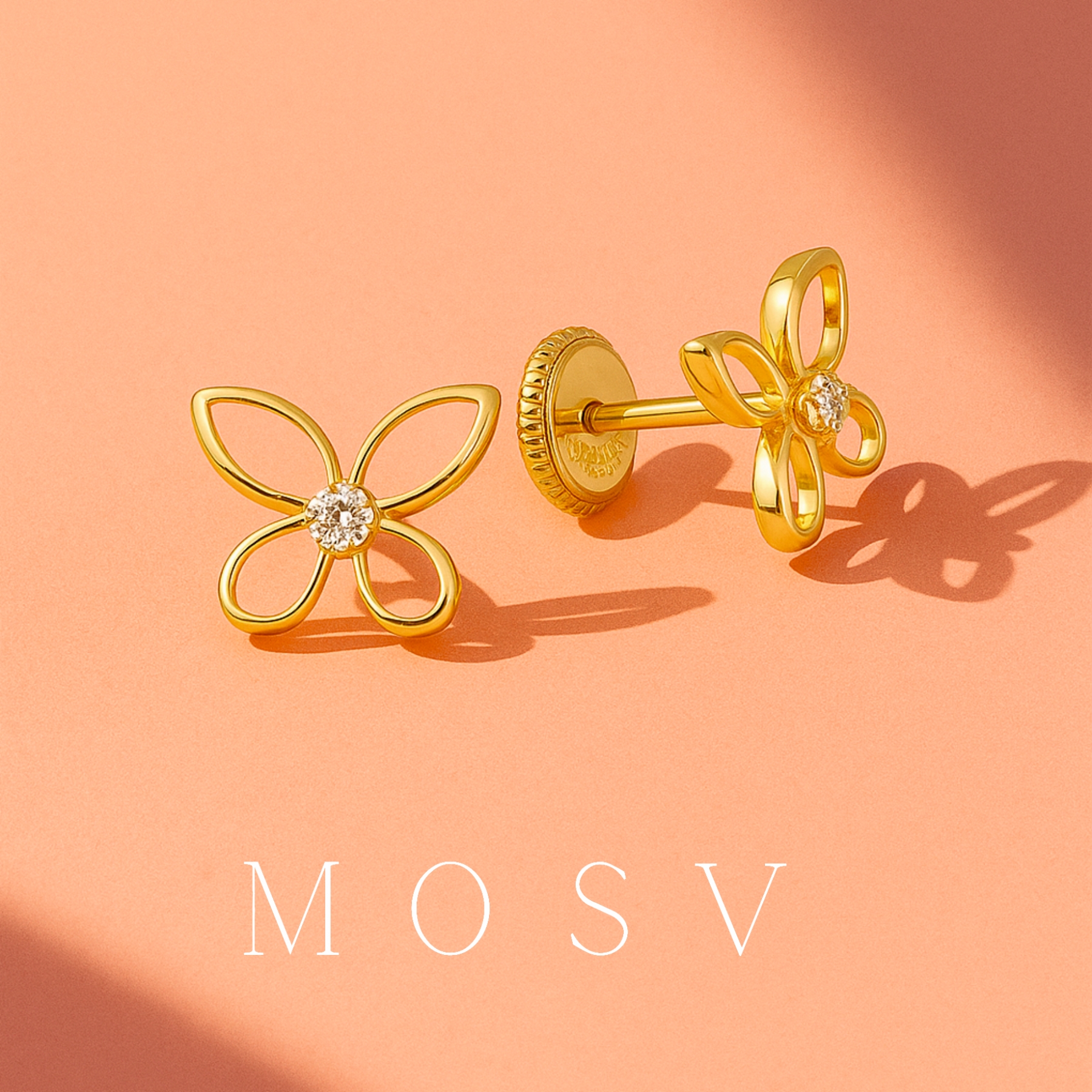 Cercei din aur cu diamante pentru copii