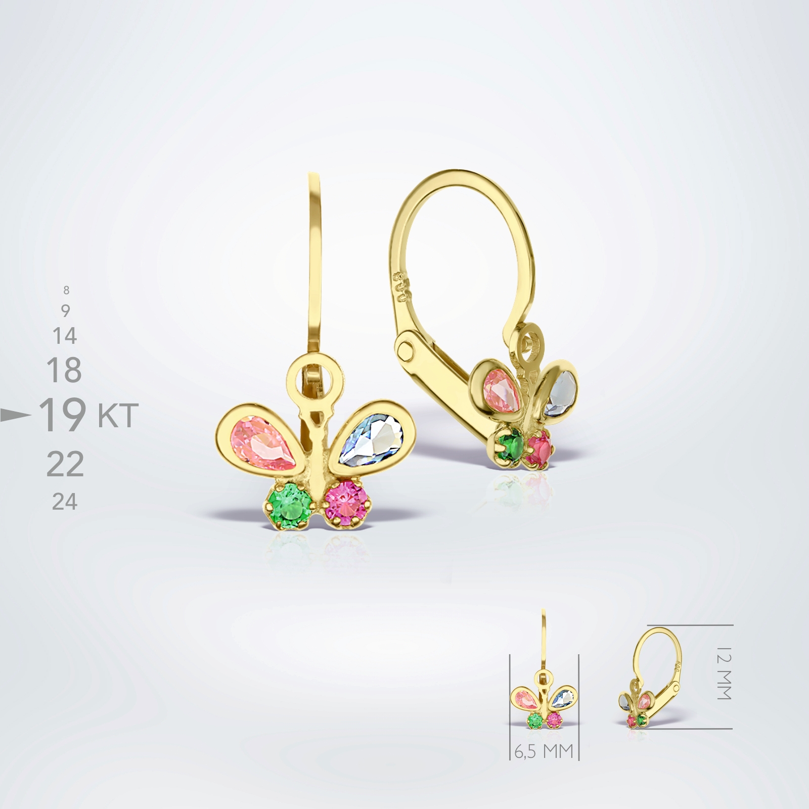 Cercei din aur 19KT model cu tortițe - imagine 6