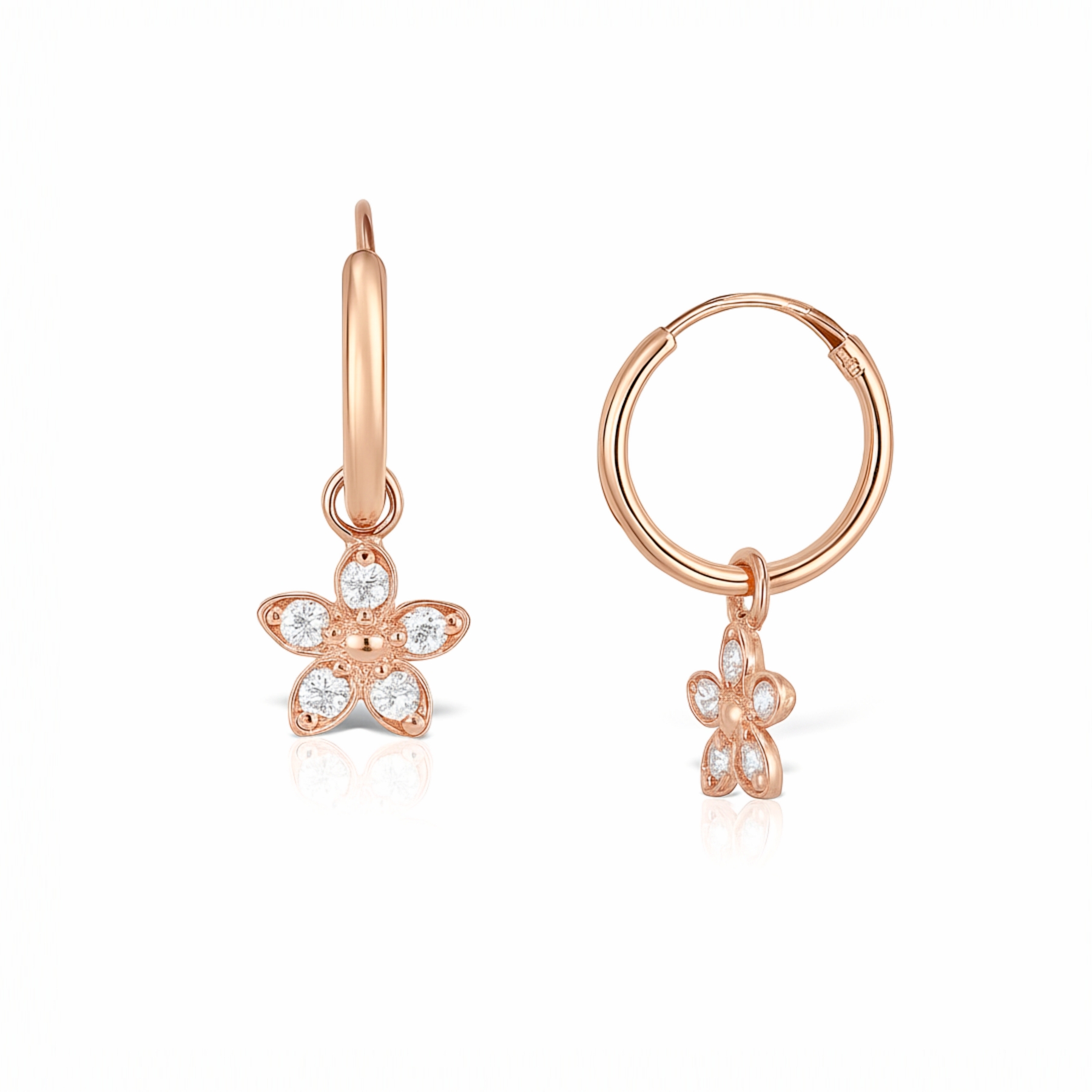 Cercei rotunzi din aur roz pentru copii