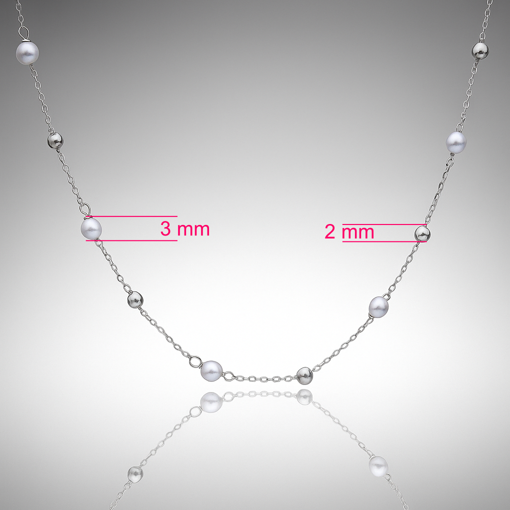 Colier din aur alb cu perle - imagine 3