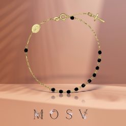 Brățară din aur cu pandantiv Fecioara Maria și cruciuliță