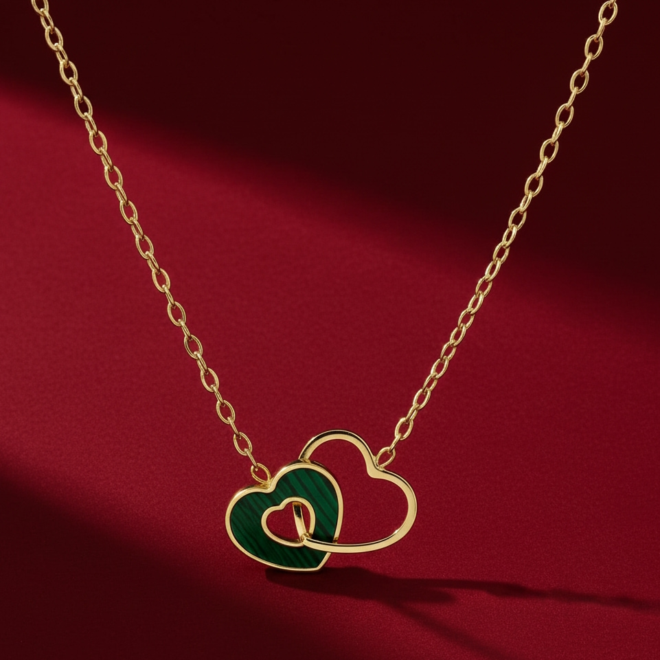 Colier din aur 18 karate cu malahit - imagine 3