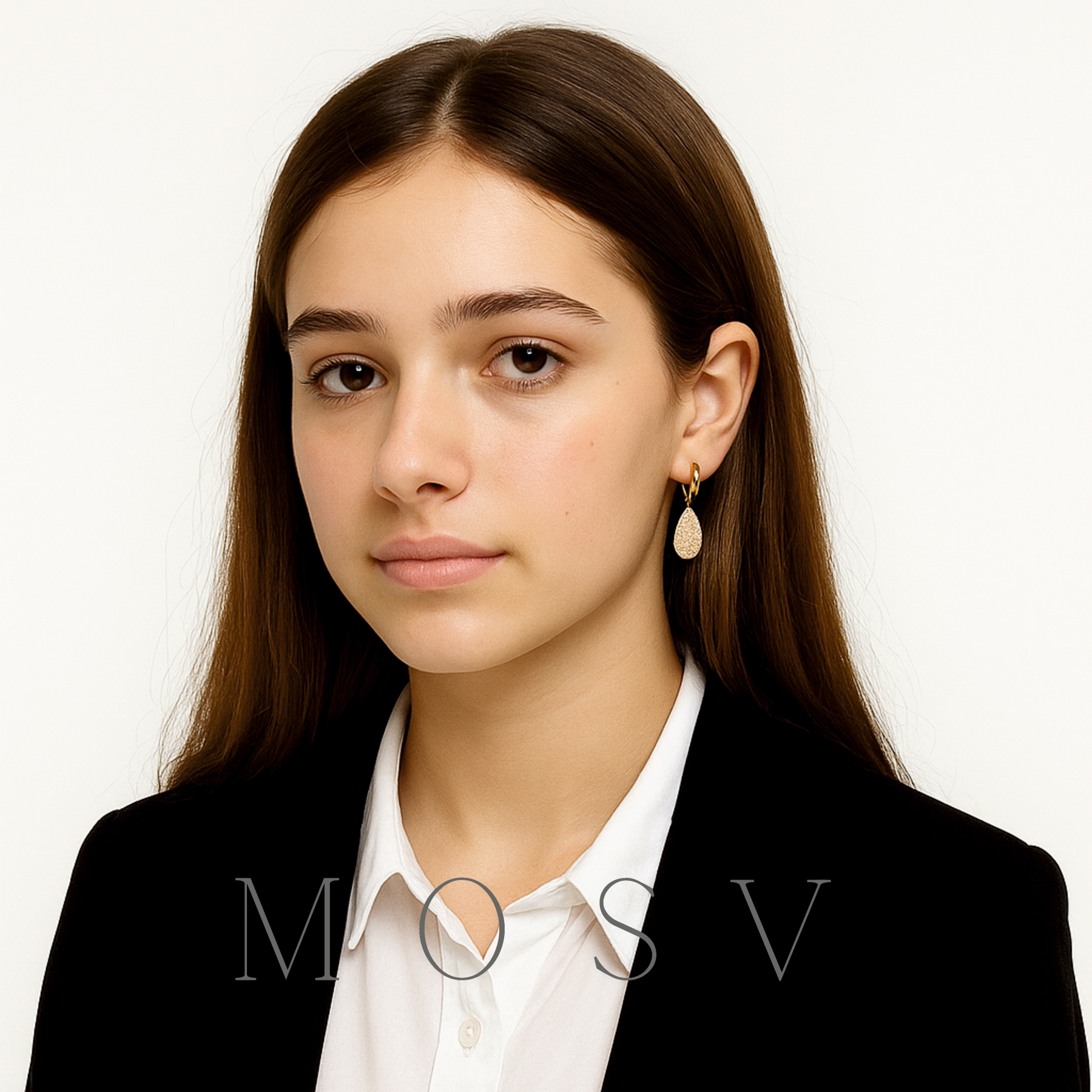 Cercei aur galben fără pietre, străluciri diamantate - imagine 2