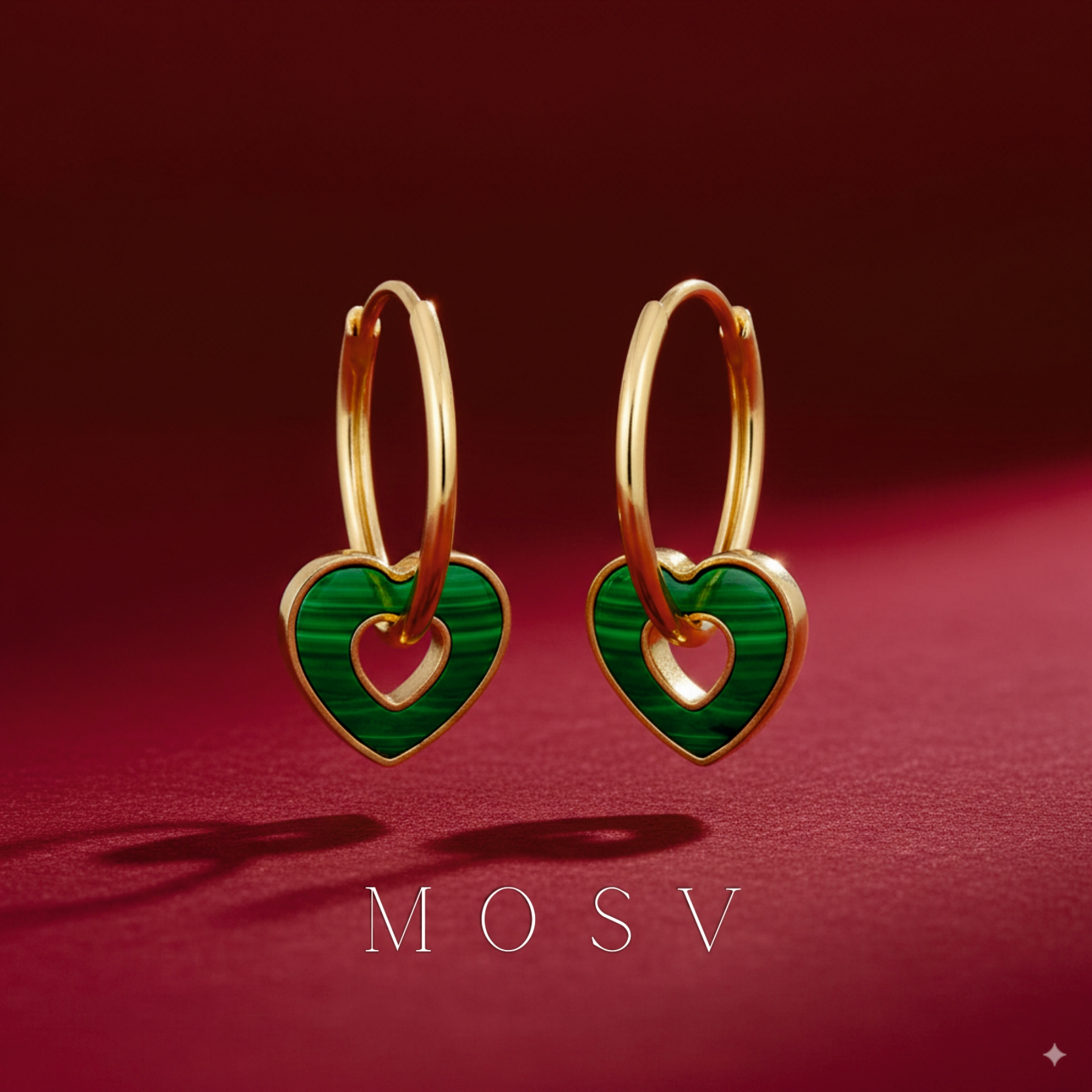 Cercei din aur 18 karate cu malahit - imagine 3