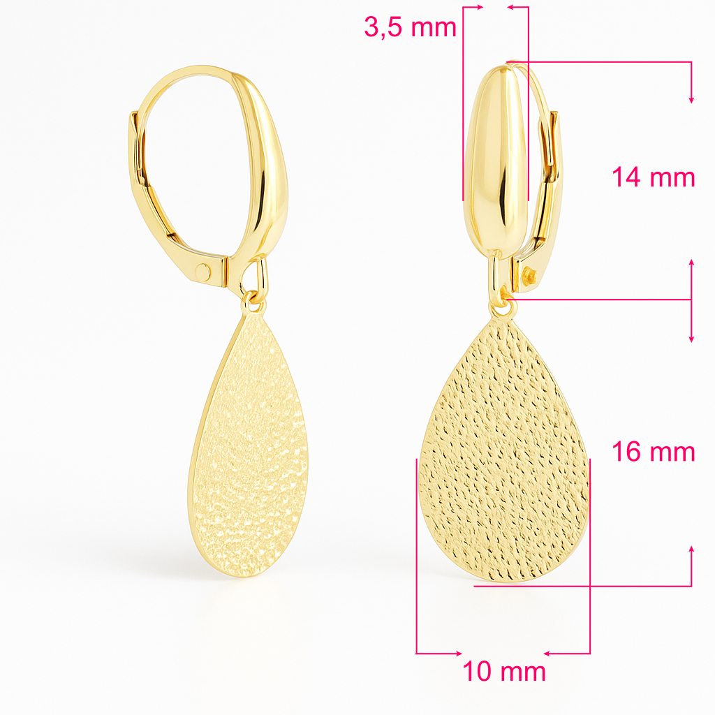 Cercei aur galben fără pietre, străluciri diamantate - imagine 4