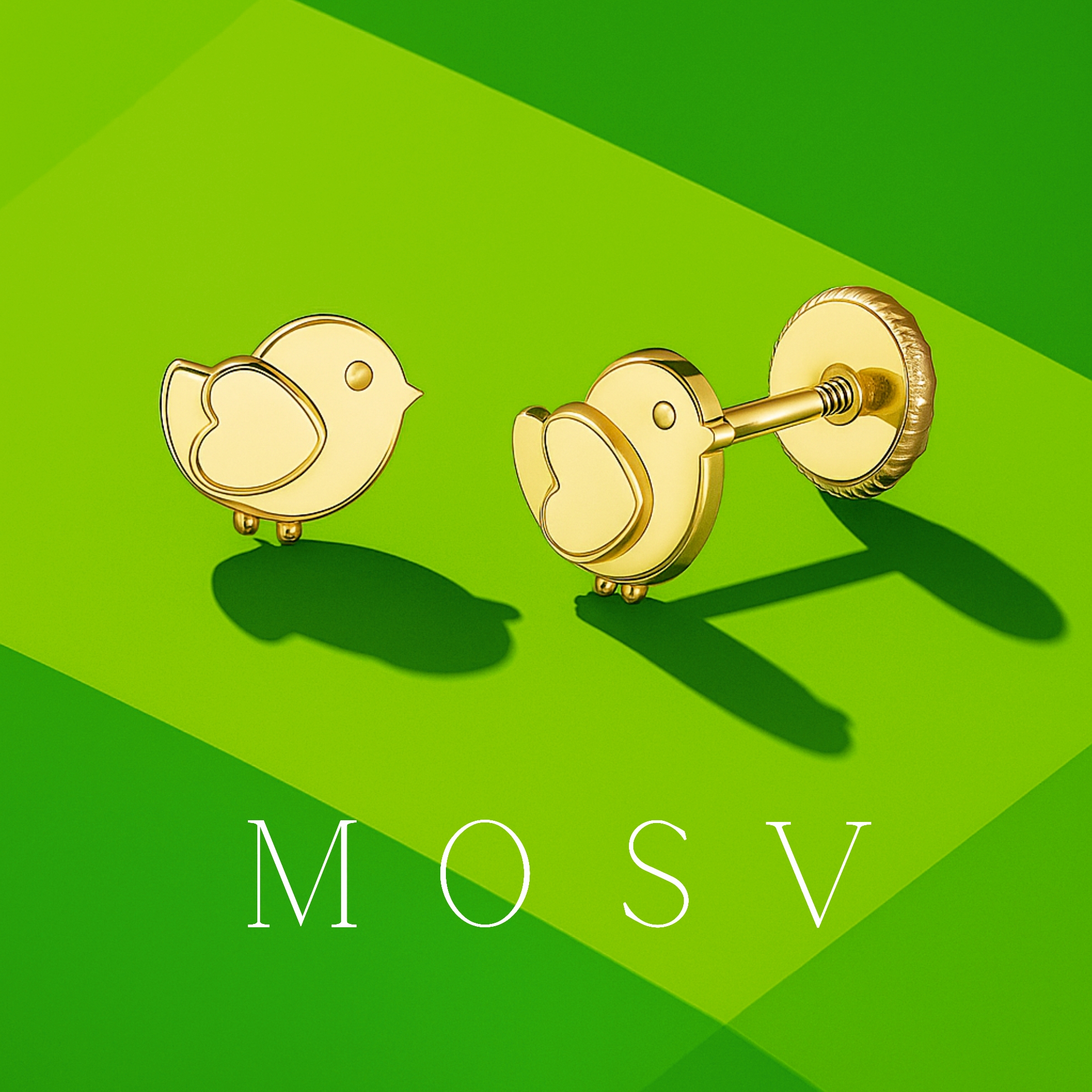 Cercei din aur 19 KT petit oiseau - imagine 3