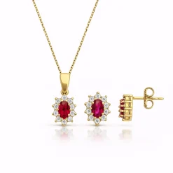 Set cercei și lănțișor cu pandantiv din aur