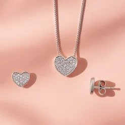 Set cercei și lănțișor din aur alb