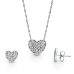 Set cercei și lănțișor din aur alb 9K