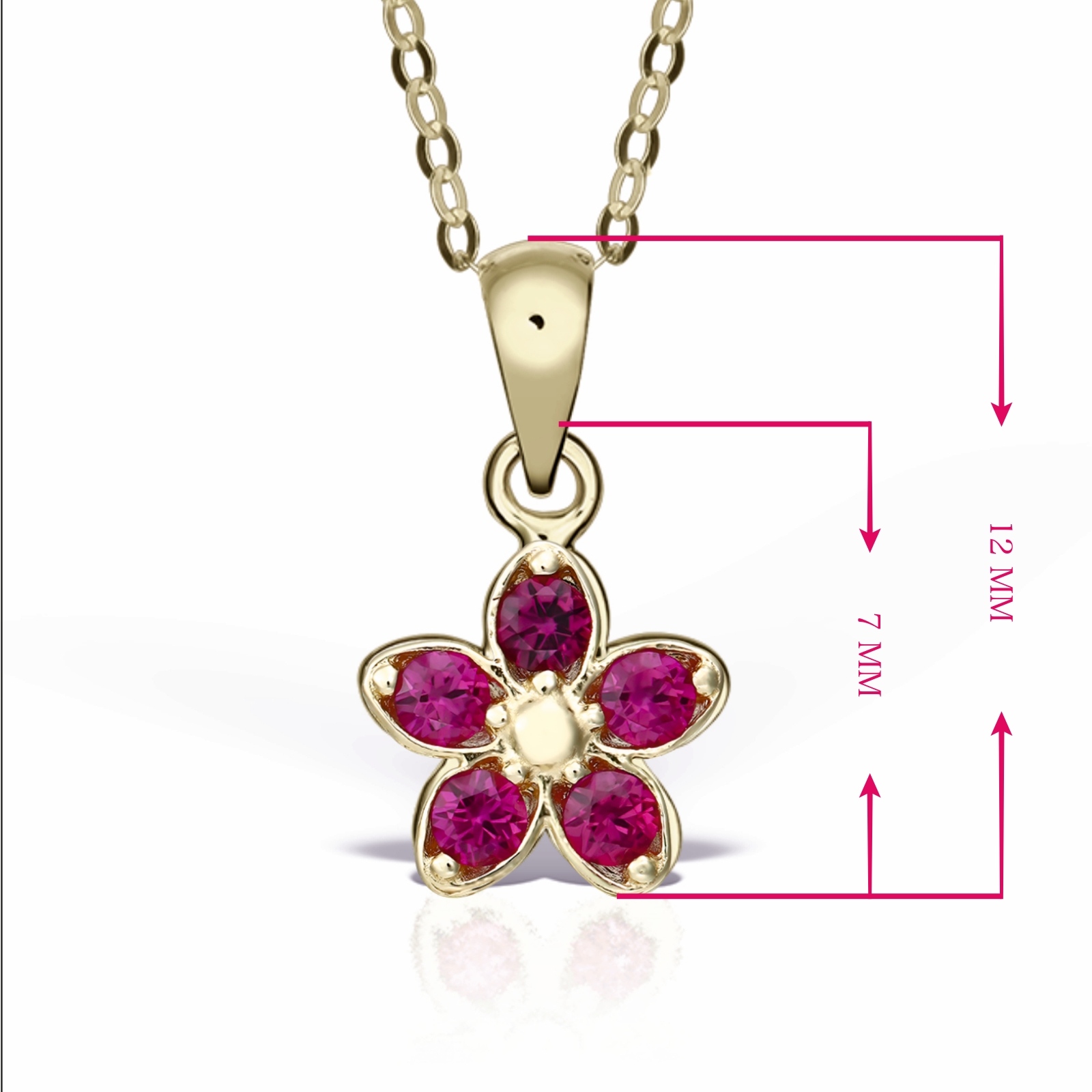 Lănțișor din aur și pandantiv cu pietricele rubinii - imagine 3