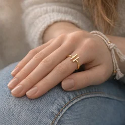 Inel pentru fete, aur 18 KT, mărime reglabilă 6 Inel din aur de 18 karate